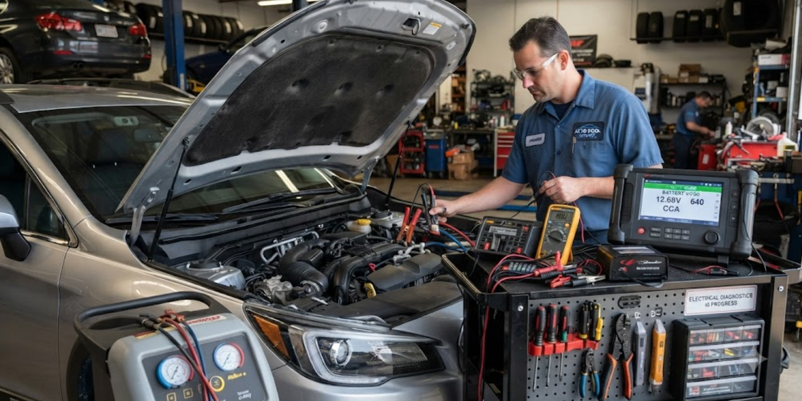 Battery and electrical tools for automotive workshop